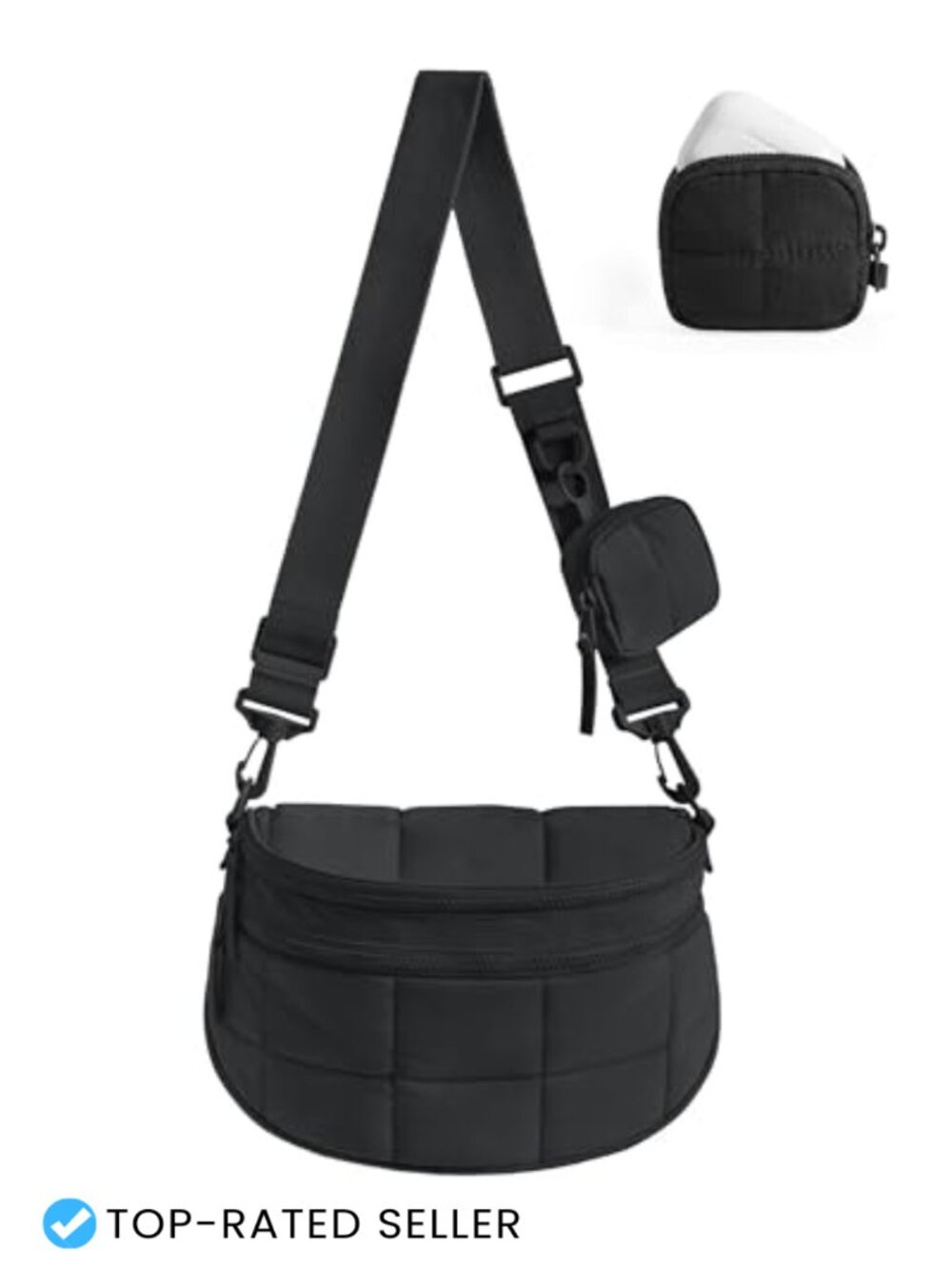 Quilted Puffer Crossbody Bum Bag with Detachable Pouch